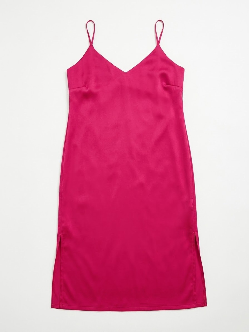 Shinestar Fuchsia Maxi Slip Dress with Spaghetti Straps